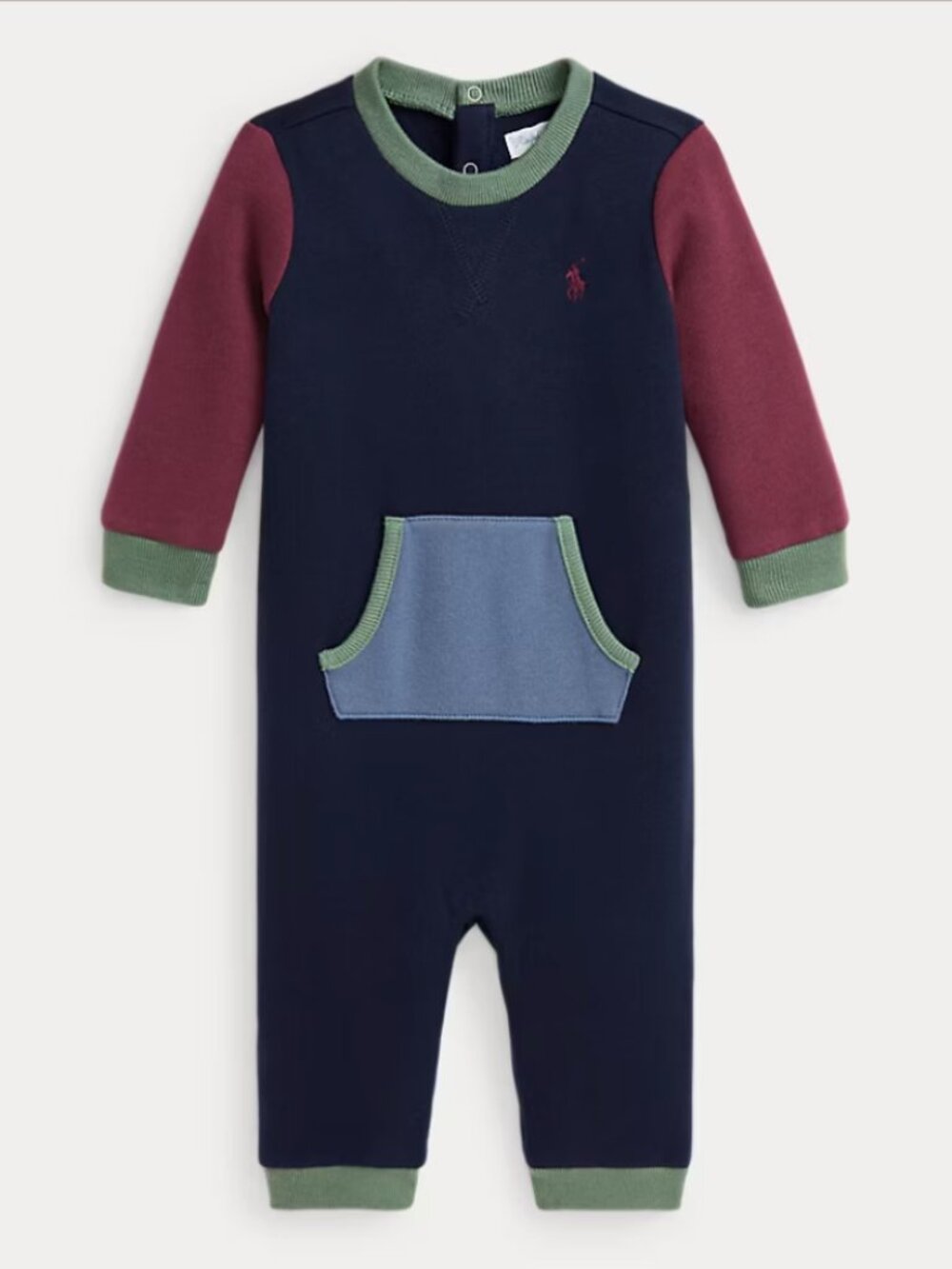 Ralph Lauren Childrenswear Baby Boys Color Blocked Fleece Coverall 12M